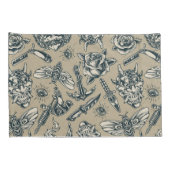 Retro Tattoo Muster Kissenbezug (Rückseite-Rechts)