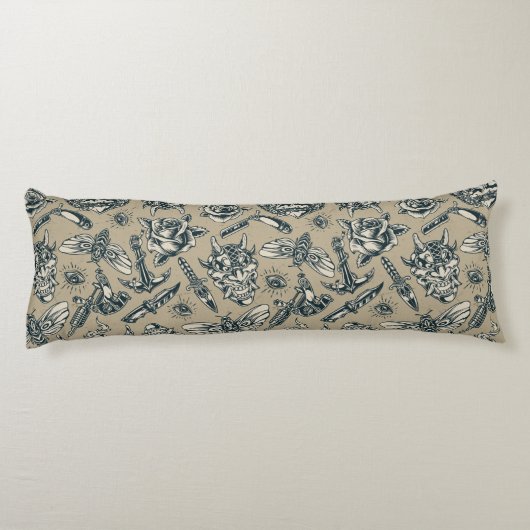 Retro Tattoo Muster Seitenschläferkissen (Rückseite)