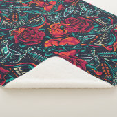 Retro Tattoo Muster Sherpa Blanket Sherpadecke (3/4)