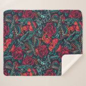 Retro Tattoo Muster Sherpa Blanket Sherpadecke (Vorderseite (Horizontal))