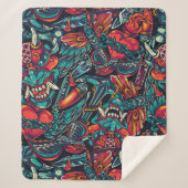 Retro Tattoo Muster Sherpadecke (Vorderseite)