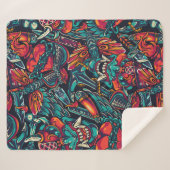 Retro Tattoo Muster Sherpadecke (Vorderseite (Horizontal))