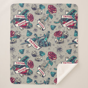 Retro Tattoo Muster Sherpadecke