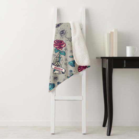 Retro Tattoo Muster Sherpadecke (Beispiel)