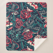 Retro Tattoo Muster Sherpadecke (Vorderseite)