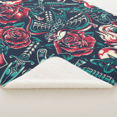 Retro Tattoo Muster Sherpadecke (3/4)