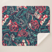 Retro Tattoo Muster Sherpadecke (Vorderseite (Horizontal))