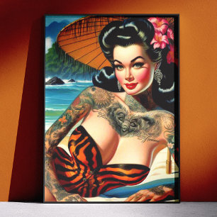 Retro-Tattoo-Strand-Pin-up Poster