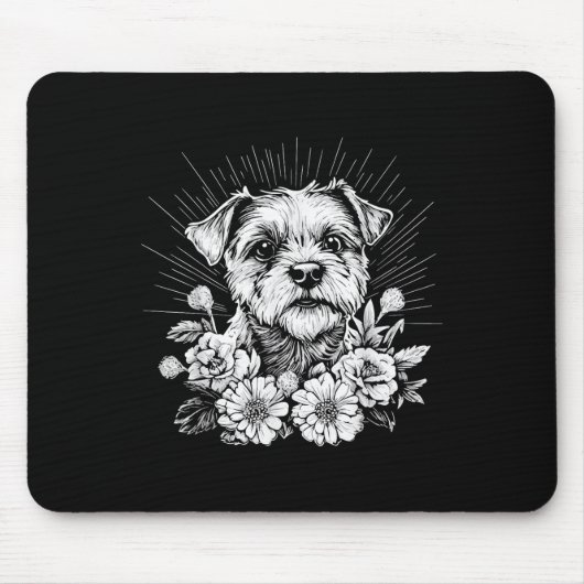 Retro Tattoo Style Border Terrie Dog Lover _1 Mousepad (Vorne)