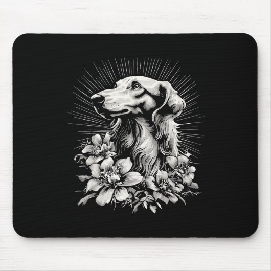 Retro Tattoo Style Borzoi Dog Lover Mousepad (Vorne)