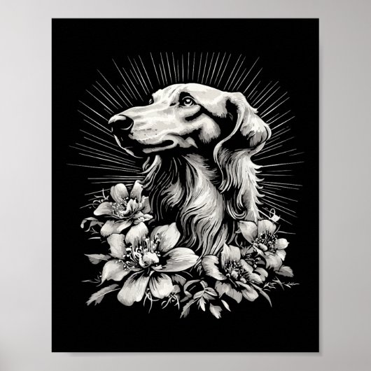 Retro Tattoo Style Borzoi Dog Lover Poster (Vorne)