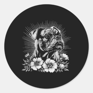 Retro Tattoo Style Boxer Dog Lover _1 Runder Aufkleber