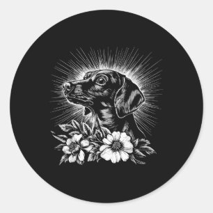 Retro Tattoo Style Dackel Dog Lover _1 Runder Aufkleber