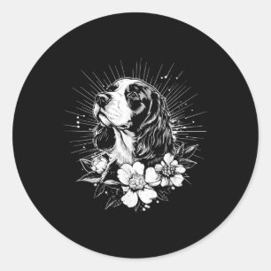 Retro Tattoo Style English Springer Spaniel Dog Lo Runder Aufkleber