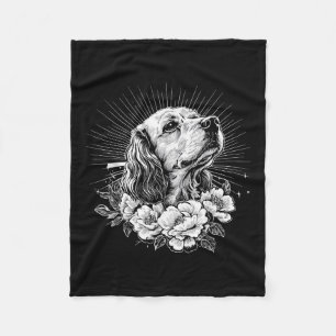 Retro Tattoo Style Er Spaniel Dog Lover _1 Fleecedecke
