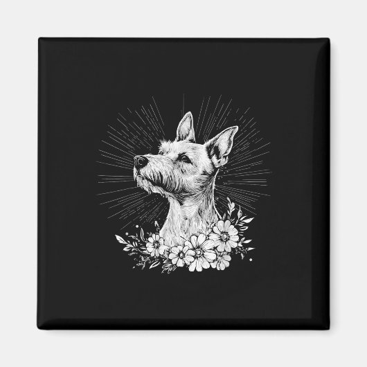 Retro Tattoo Style Fox Terrier Dog Lover Magnet (Vorne)