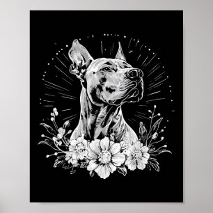 Retro Tattoo Style Great Dane Dog Lover _1 Poster