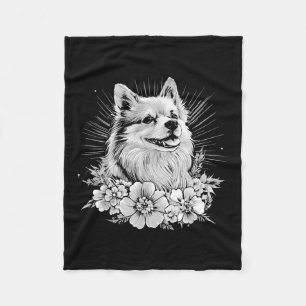 Retro Tattoo Style Keeshond Hund Lover Fleecedecke