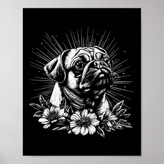 Retro Tattoo Style Mops Lover Dog Poster (Vorne)