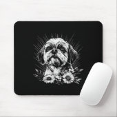 Retro Tattoo Style Shih Tzu Dog Lover Mousepad (Mit Mouse)