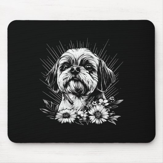 Retro Tattoo Style Shih Tzu Dog Lover Mousepad (Vorne)