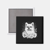 Retro Tattoo Style Spitz Dog Lover Magnet (Vorderseite/Rückseite)