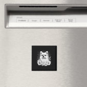 Retro Tattoo Style Spitz Dog Lover Magnet (In Situ (Geschirrspüler))