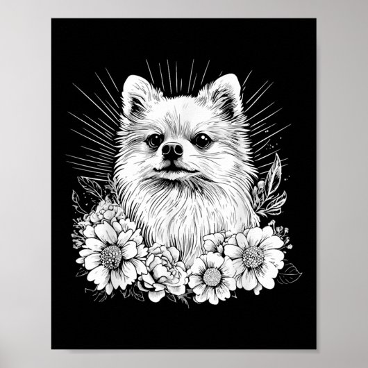 Retro Tattoo Style Spitz Dog Lover Poster (Vorne)