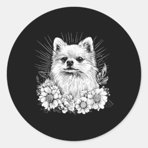 Retro Tattoo Style Spitz Dog Lover Runder Aufkleber