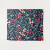 Retro Tattoo Themed Wandteppich (Vorderseite (Horizontal))