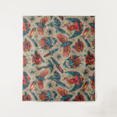 Retro Tattoo Themed Wandteppich (Vorderseite)