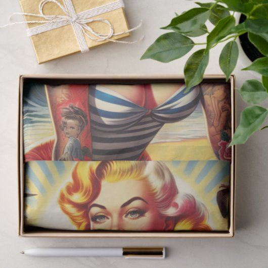 Retro Tattooed Bikini Button-up Seidenpapier (Geschenk)