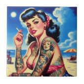 Retro Tattooed Bikini Summer Button up Fliese (Vorderseite)