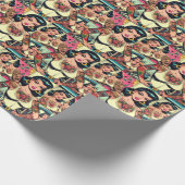 Retro Tattooed Button-up-Comicen Geschenkpapier (Ecke)