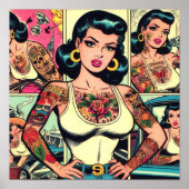 Retro Tattooed Button-up-Comicen Poster (Vorne)