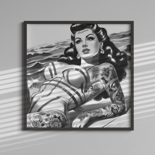 Retro Tattooed Button-up Poster