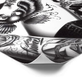 Retro Tattooed Buttone Poster (Ecke)