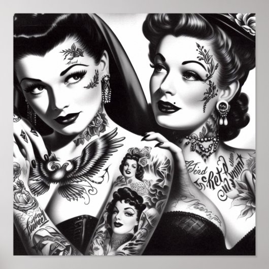 Retro Tattooed Buttone Poster (Vorne)