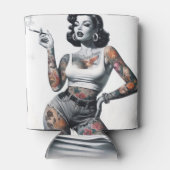 Retro Tattooed Girl Dosenkühler (Rückseite)
