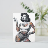 Retro Tattooed Girl Postkarte (Stehend Vorderseite)