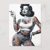 Retro Tattooed Girl Postkarte (Vorderseite)