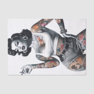 Retro Tattooed Girl Seidenpapier