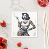 Retro Tattooed Girl Serviette (Beispiel)