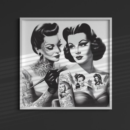 Retro Tattooed Girls Poster