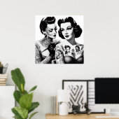 Retro Tattooed Girls Poster (Heimbüro)