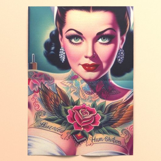 Retro Tattooed Nurse Seidenpapier