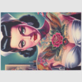 Retro Tattooed Nurse Seidenpapier (Vorderseite)