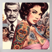 Retro Tattooed Pin-up Poster (Vorne)