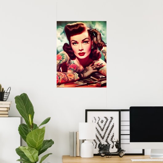 Retro Tattooed Pin-up Poster (Heimbüro)