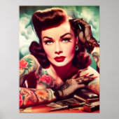 Retro Tattooed Pin-up Poster (Vorne)